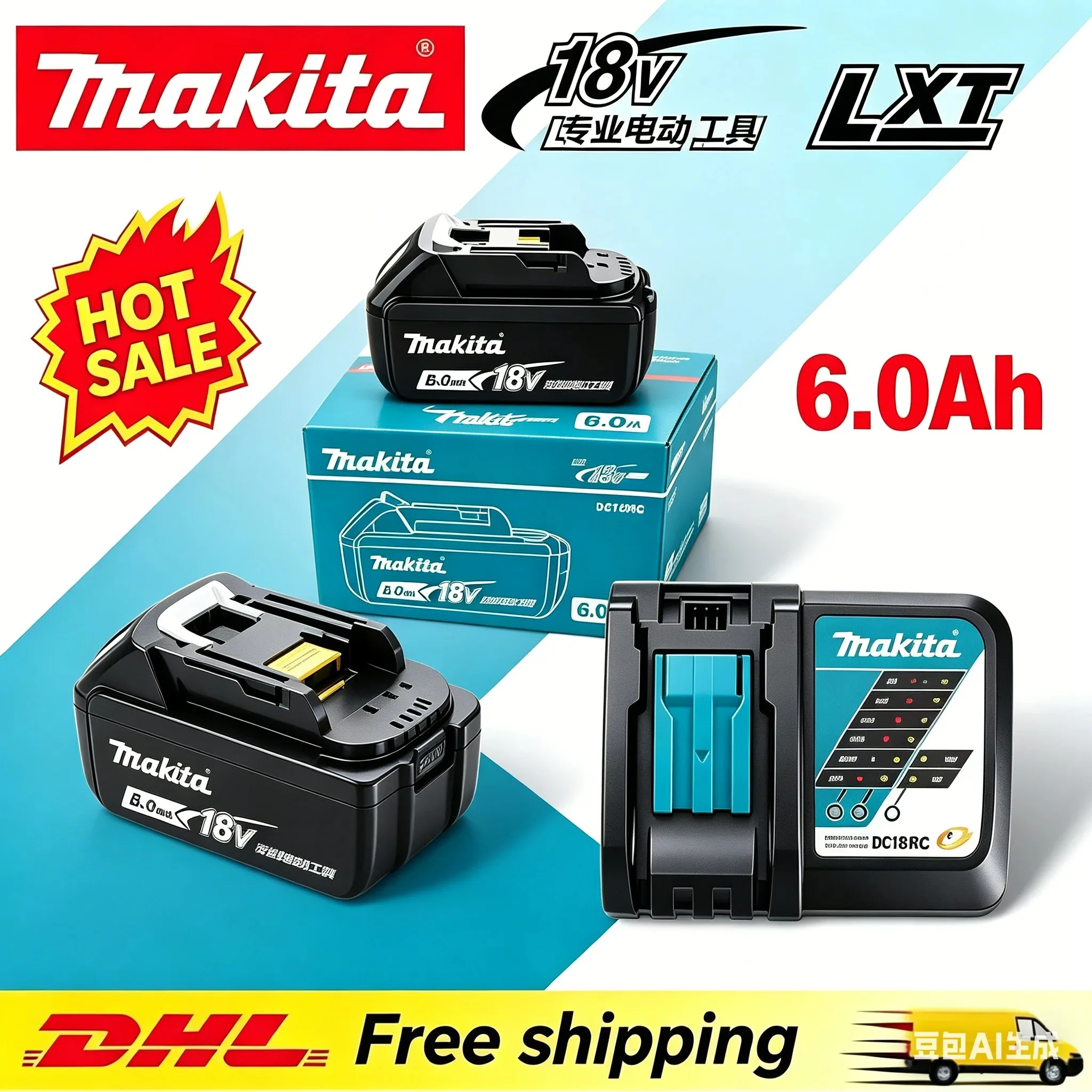 Genuine 6Ah Makita BL1860 6Ah Battery Power Tools Li-ion Replacement LXT BL1850 BL1830 for 18V Screwdriver with BMS 18V Battery