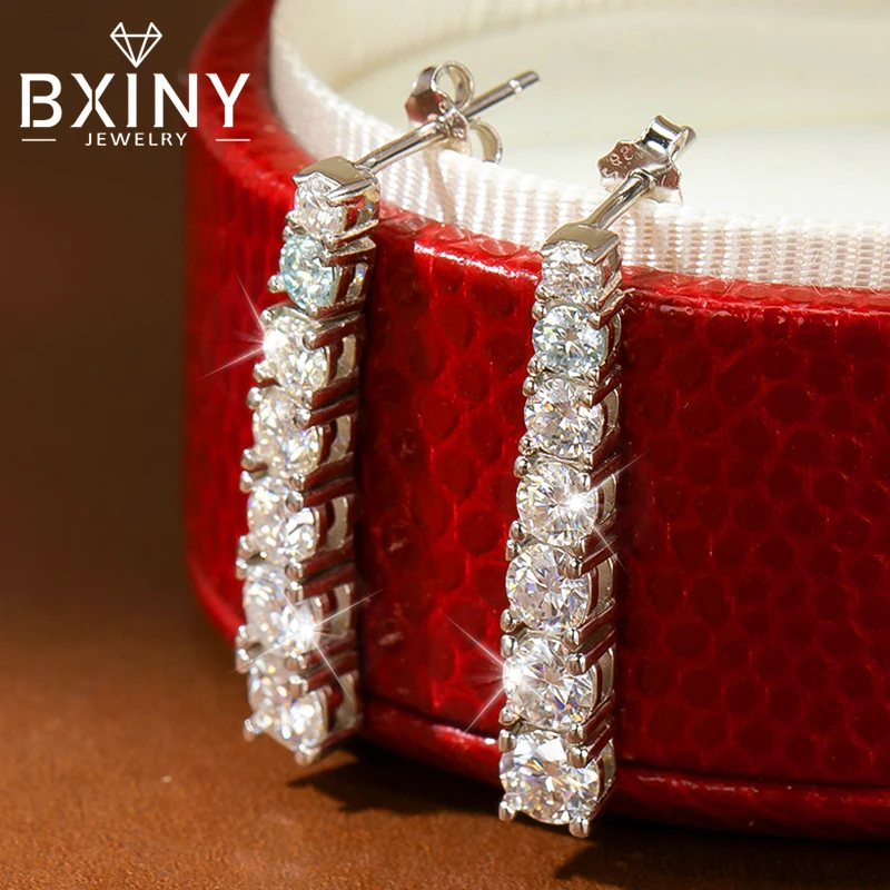 BXINY 2.8CT Full Moissanite Drop Earrings S925 Silver D Color Lab Diamonds Tassel Dangle Earring for Women Wedding Gifts Jewelry