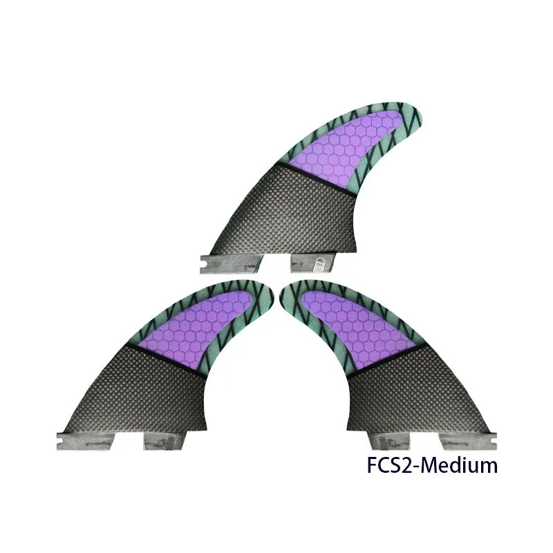 

NEW Beach Accessories FCS2 Surfboard Fins MF G5/M Purple Honeycomb Semi-Carbon Epoxy Surfboard Thruster