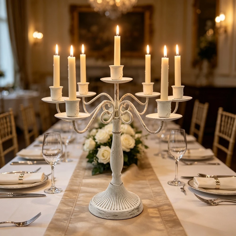 Vintage Metal Candle Holder Taper Candlestick Design for Wedding Dining Table Holiday Event Home Decoration