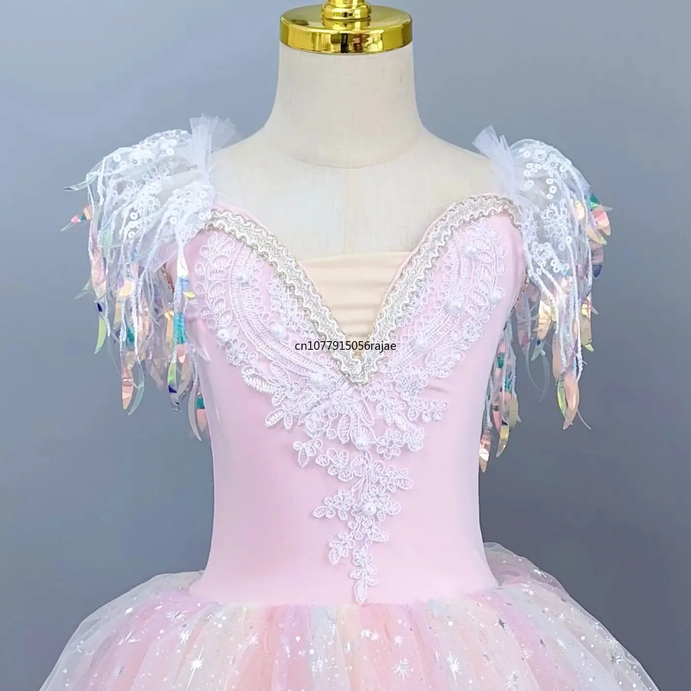 Kids Romantic Long Ballet Dress Girls Children Sequins Tassel Modern Dance Tutu Dress Stage Wear Ballet Princess Dress