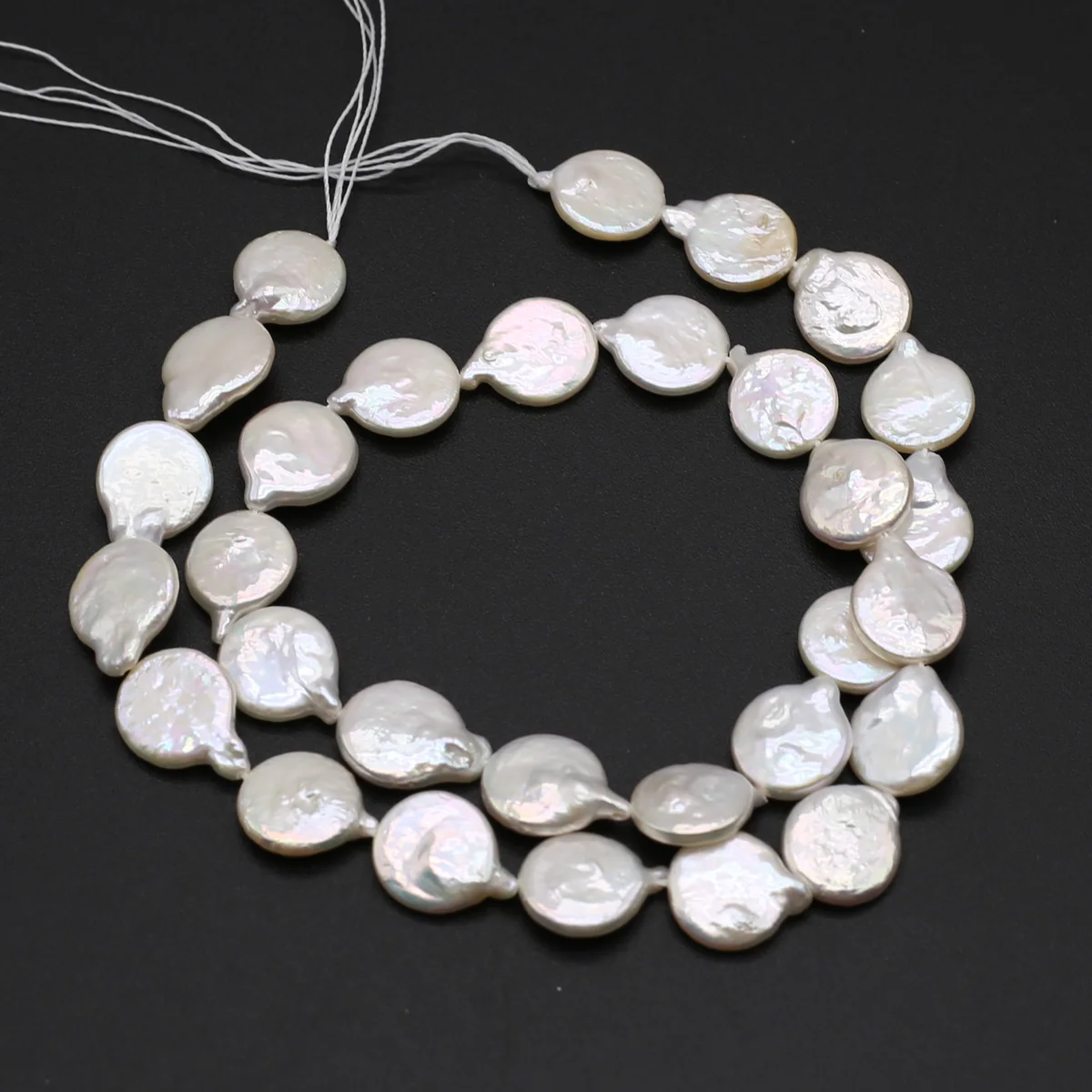 عالية الجودة الأبيض غير النظامية قطرة الشكل لؤلؤ المياه العذبة الطبيعية 11-13 مللي متر تباعد فضفاض مطرز صنع المجوهرات قلادة أقراط #5