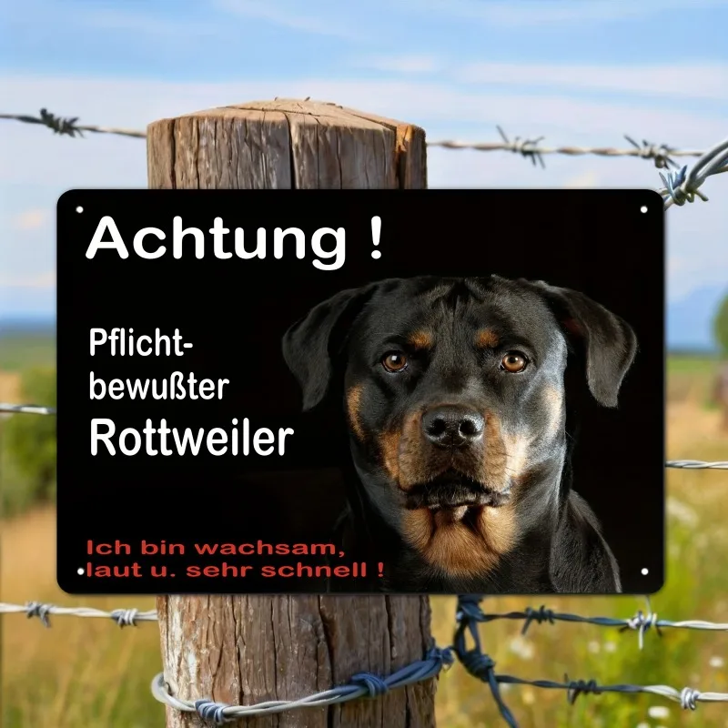 Rottweiler Dog Warning Sign Metal Tin Plaque 20x30cm Outdoor Wall Art Decoration