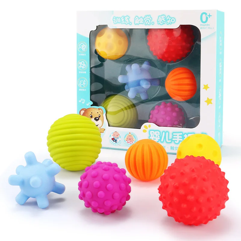 

Baby's hand grasping ball puzzle soft glue 0 -- 12 months tactile perception toy Baby's feeling massage ball can bite