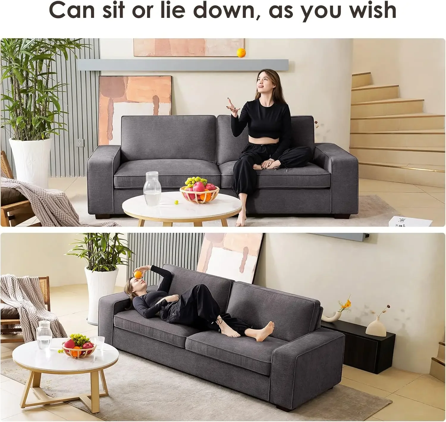 Coosleep Modern Sofas Couches For Living Room, Loveseat Sofas & Couches With Removable Sofa Cushion And Detachable Sofa Cover,