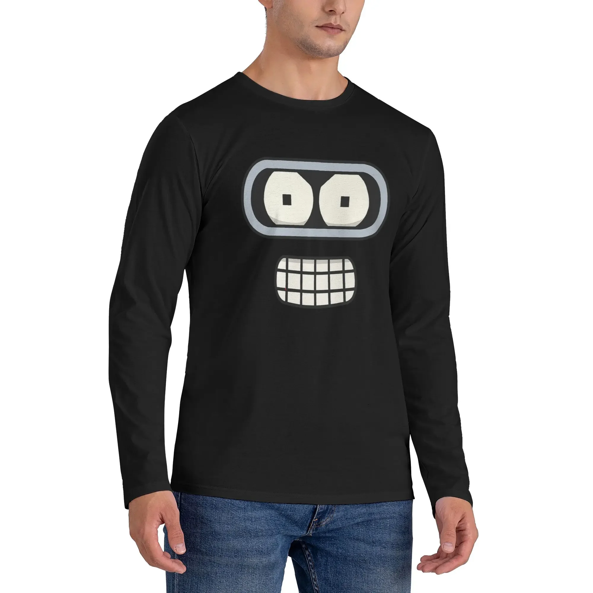 

Мужская футболка с длинными рукавами Bender's Face, дышащие футболки с круглым вырезом, весенне-осенние мужские топы