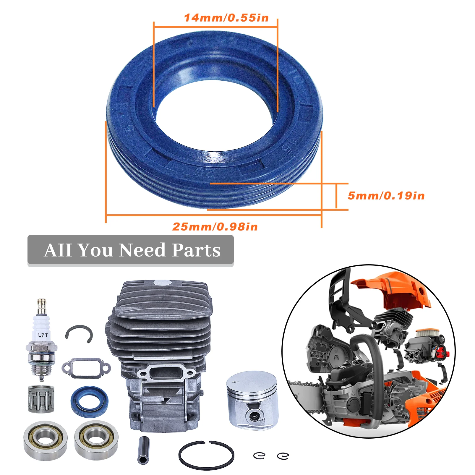 Kit de pistón de cilindro MS291 de 47mm para motosierras Stihl MS291 MS291C MS271 MS271C, Kit de cilindro de pistón de gran cilindro, reemplazo 1141 020 1206