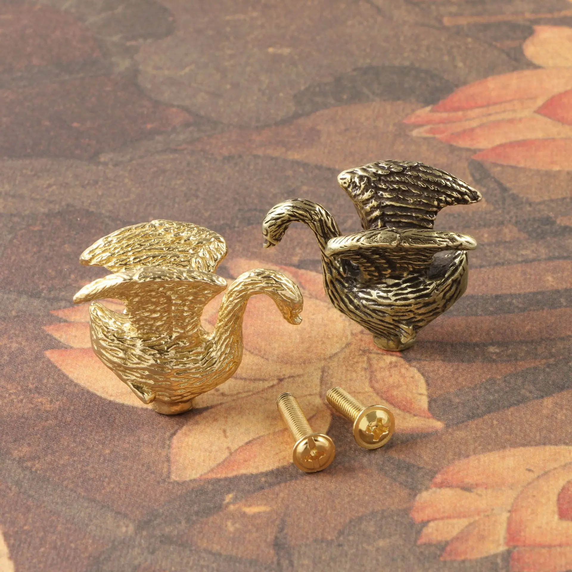Vintage Swan Door Handles Cabinet Pulls Door Metal Handle Knobs Brass Knobs Decorative Drawers DIY