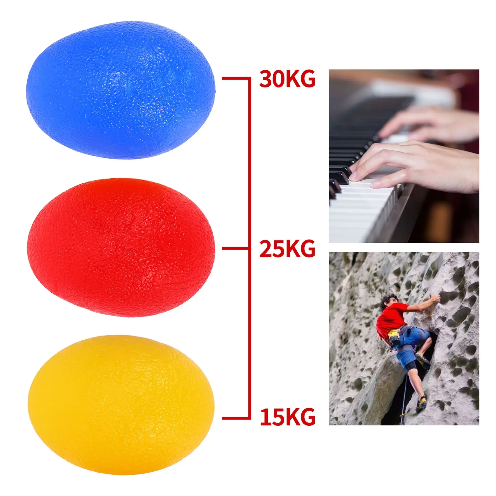 Allenatore per la forza della presa della mano da 3 pezzi, palla antistress, attrezzatura per la presa della mano per la riabilitazione del polso esercitatore per la resistenza delle dita della palla