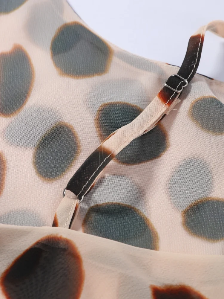 Stilvolles Damen-Maxikleid mit Tierprint, schicker tiefem V-Ausschnitt, Spaghettiträgern, Taillenband, schmal geschnitten, langer Rock, Abendkleid, Partykleid, Club-Outfit – Detail 6