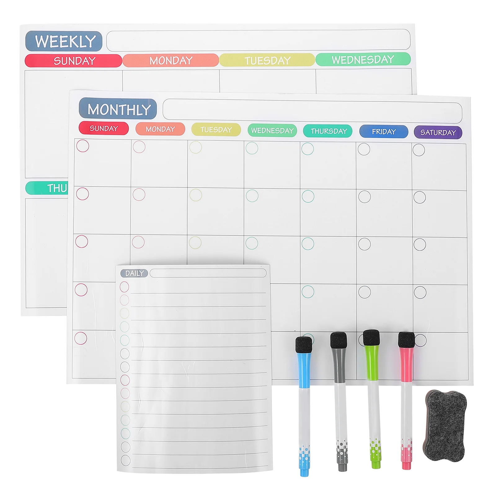 

3PCS Magnetic Planner Board Dry Erase Fridge Whiteboard Weekly Monthly Schedule Notes Sticker Pad Home Office School ganizer
