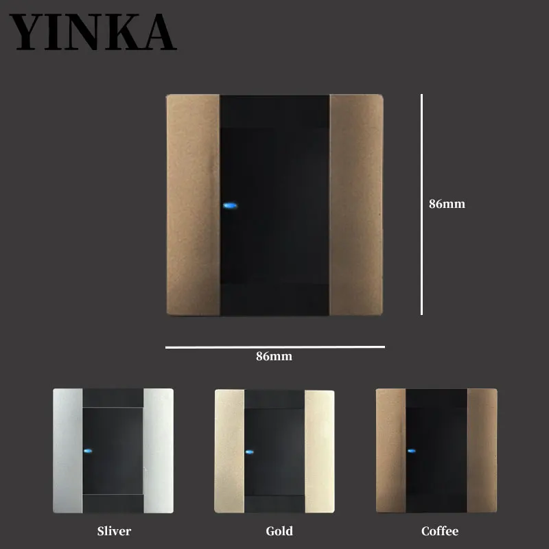 YINKA Plastic Panel Home Self-resetting Wall Light Switch Two-color Splicing 1 2 3 4 Gang /1 2 Way LED Indicator 220v 86mm*86mm - view 5