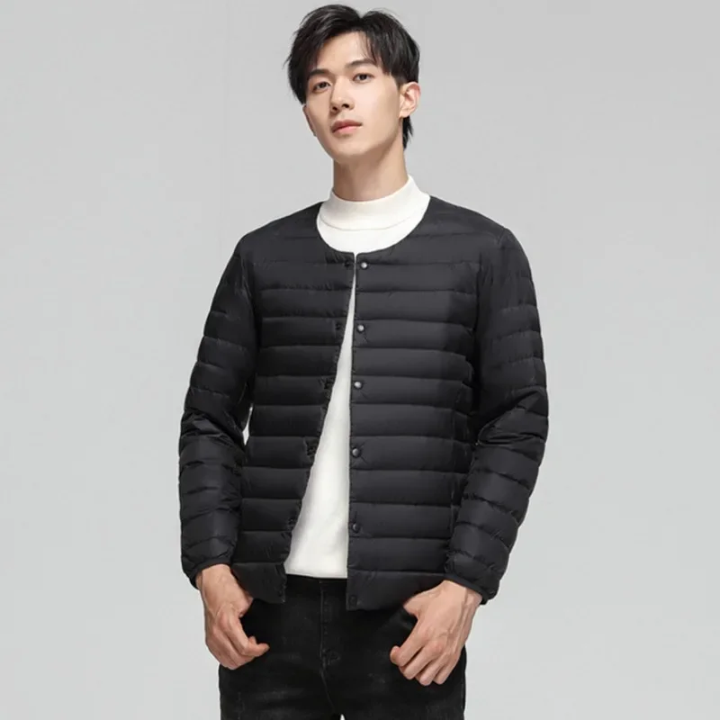 Luxury Autumn Winter 90 Velvet Light Trend Down Jacket Men Short White Duck Down Coat Long Sleeve Single-breasted Warm Outerwear