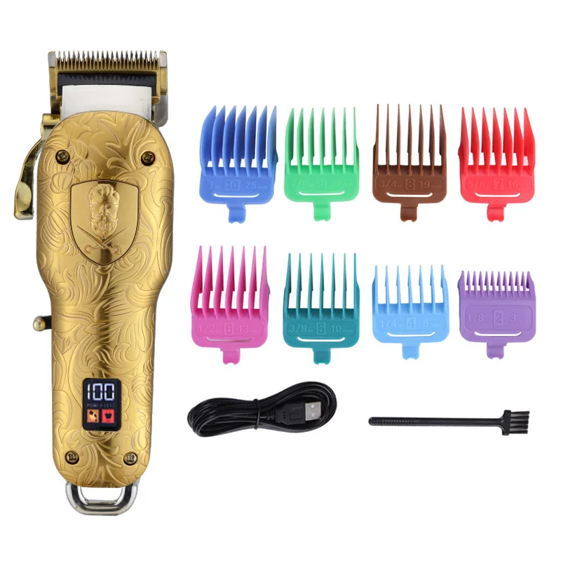 Professional 2000mah Metal Barber Use Hair Clipper High Power Salon Hair Cutting Mens Cordlesss Shaver Trimmer With LCD