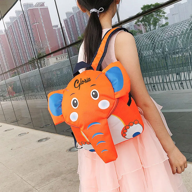 Mochila inteligente bordada personalizada para niños, bolsa de viaje para guardería escolar, elefante, cualquier nombre