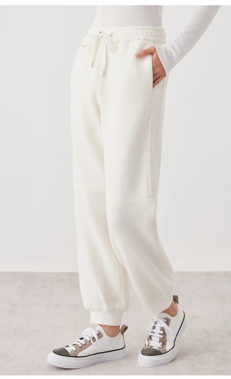 K2639W Hochwertige Damenbekleidung Luxusmarke Lässige Hosen Herbst und Winter Dicke 100% Wollhosen – Detail 4