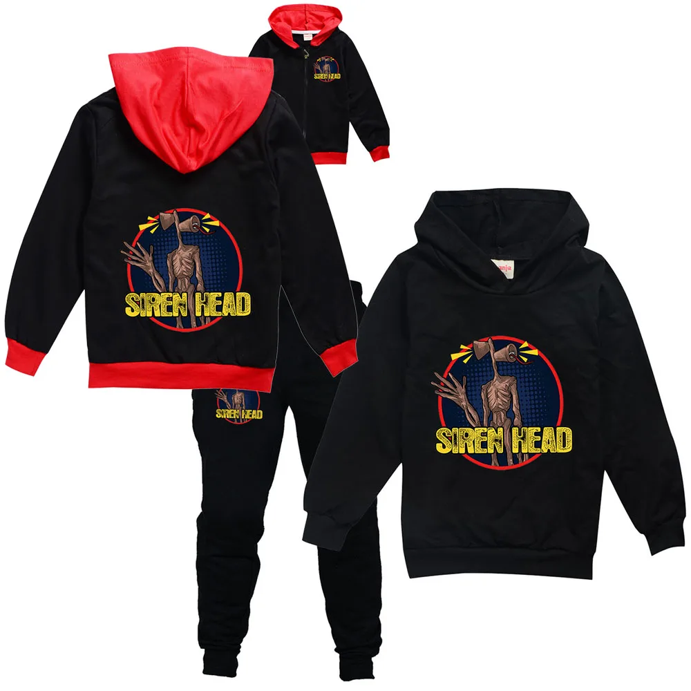 Game FNAF Siren Head Clothes Kids Hooded Sweatshirt + Jogging Pants 2pcs Sets Boys Cartoon Hoodies Teenager Girls Casual Outfits