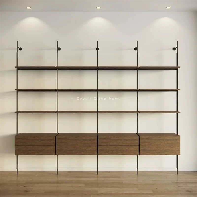 Italian minimalist bookshelves, light luxury, multi-layer bookcases, simple metal shelves, storage shelves, multi-layer display