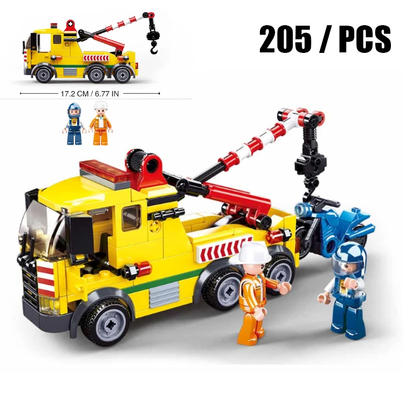 SLUBAN City Maintenance Transporter autocisterna Trailer Crane Car MOC Figures Building Blocks mattoni Classic Model Toys For Kid