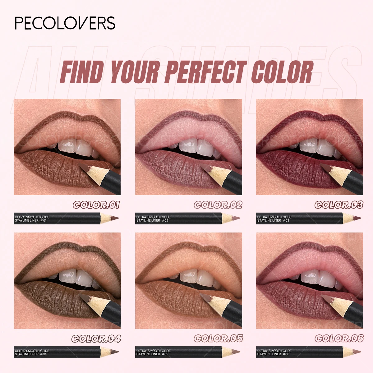 1 lápiz labial mate, delineador de labios/lápiz labial impermeable de larga duración, rico en colores, Halloween/Navidad