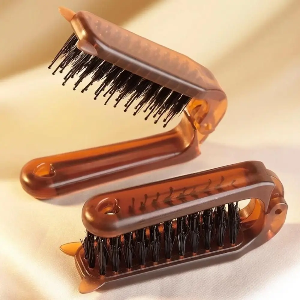 

Bristle Foldable Bristle Comb Wide Toothed Comb Cartoon Cat's Ears Shape Pocket Massage Comb Fluffy Curly Hair