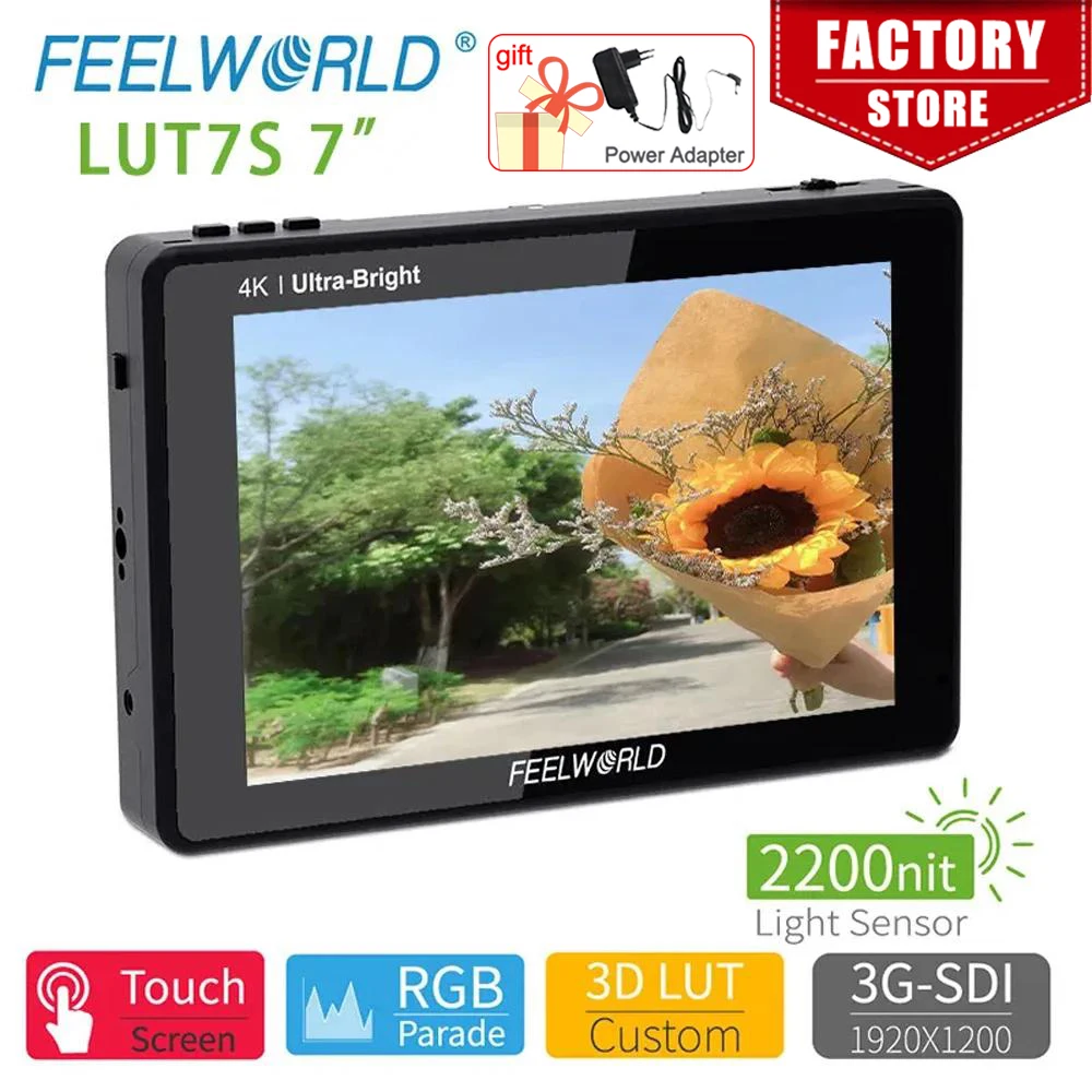 FEELWORLD LUT7S PRO Portable Monitor 7 Inch 3D LUT Touch Screen Waveform 3G-SDI 4K HDMI IPS Panel Field Monitor For Camera DSLR