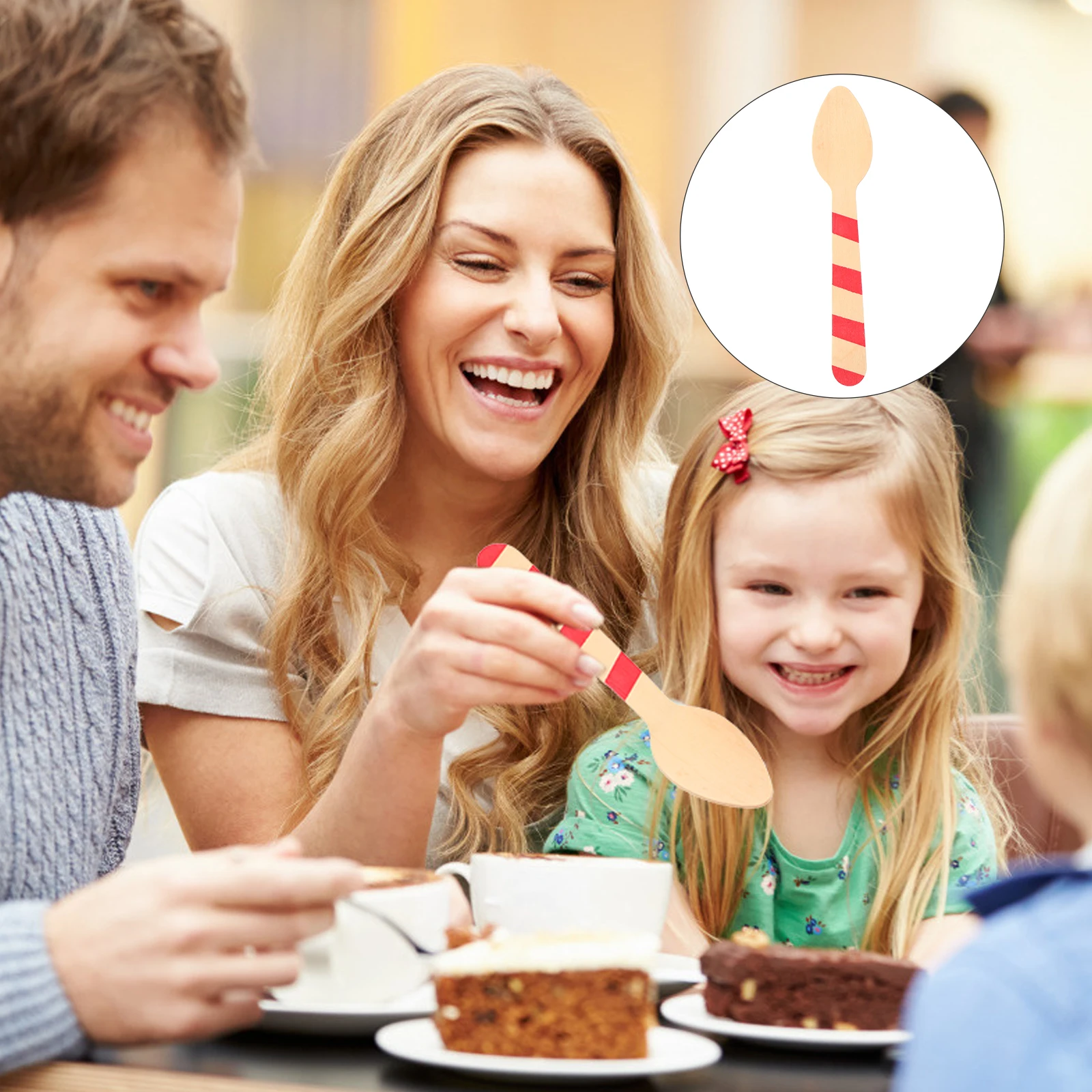 

20pcs Disposable Mini Wooden Red Stripe Environmentally Friendly Cake Ice Cream Dessert Scoops Cake Disposable Wood Taster