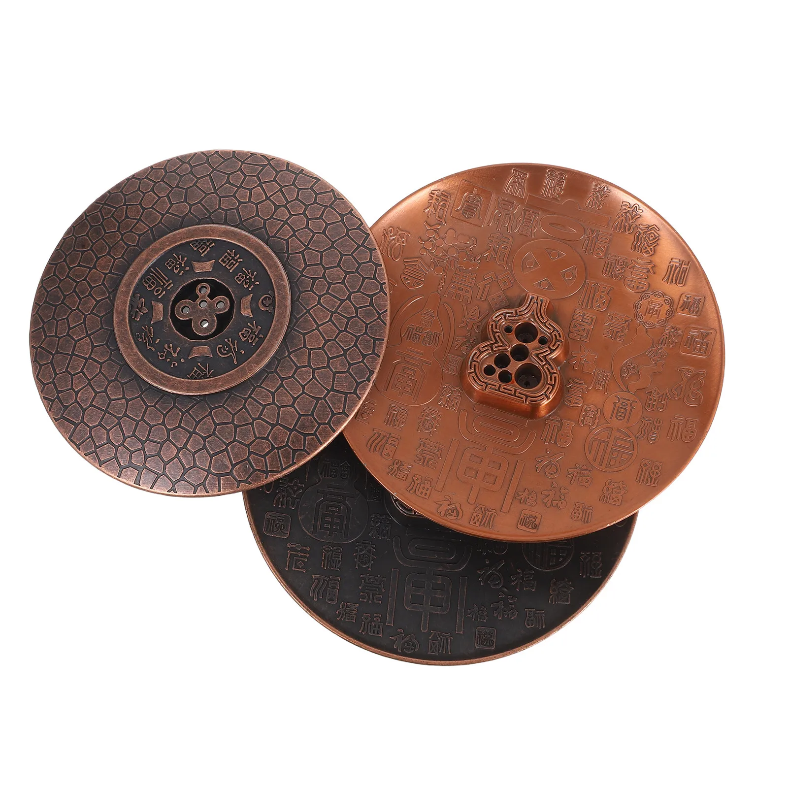 3Pcs Elegant Metal Incense Stick Holder Multi-Hole Gourd Ash Plate for Smudging Zen Decor Chinese Spiritual Spaces Reusable Ash