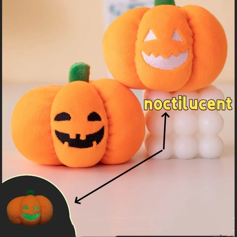 Creative Halloween Pumpkin Noctilucent Pumpkin Plush Toys Keychain Funny Night Light Pumpkin Pendant Dolls Cute Halloween Gift