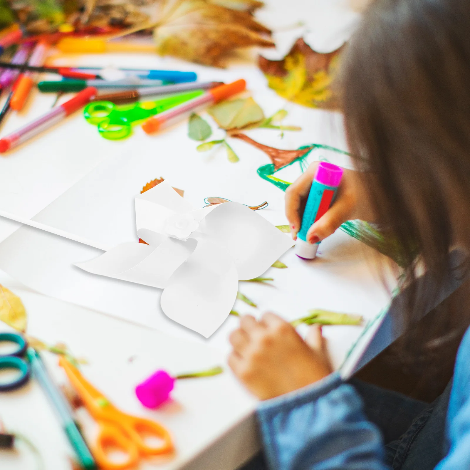 Moulins à vent pour peinture à la main, 12 pièces, papier blanc, artisanat pour enfants, décoration de jardin en plein air, activités d'été, Graffiti amusant