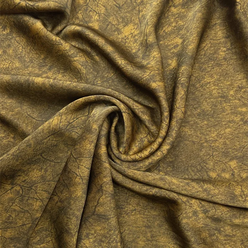 Imitation Acetate Fabric Heavy Pendant Soft and Comfortable Draping Dress High-Grade Blooming Crack Printing