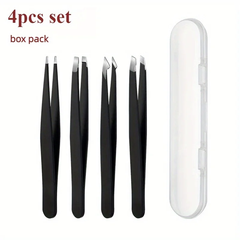 1/4pcs Stainless Steel Eyebrow Tweezers for Eyebrow Shaping, Blackhead Removal,Professional Grooming Tool for Women