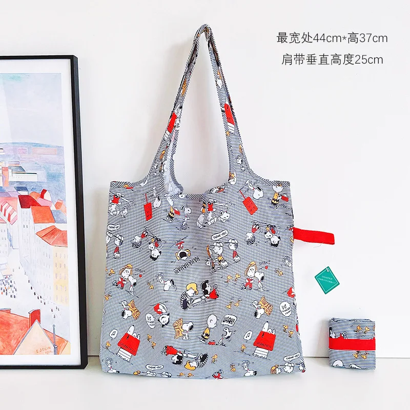 

cute boy Fashion Cartoon Environmental handbag Snoopy Japanese Folding Shopping Bag Shoulder Bag Women men Travel backpack