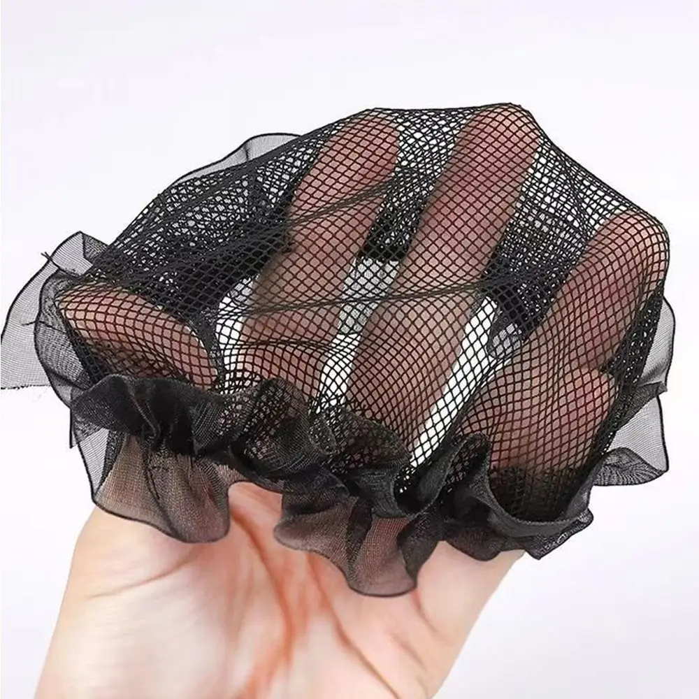 Invisible Drawstring Bun Hair Net Elegant Elastic Lace Work Headdress Dancing Yoga Headwear For Women Girl Hair Accessories