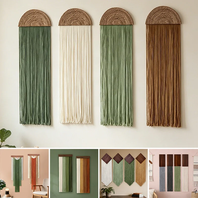 Nordic Bohemian Tassel Tapestry Modern Minimalist Handmade Wall Hanging for Living Room Bedroom Apartment Home Decor