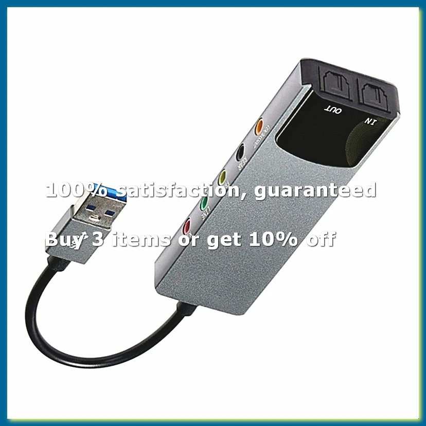 6-in-1 USB External Optical Sound Card Multifunction Audio Converter Adapter for Notebook Aluminium Sound Card-WDL