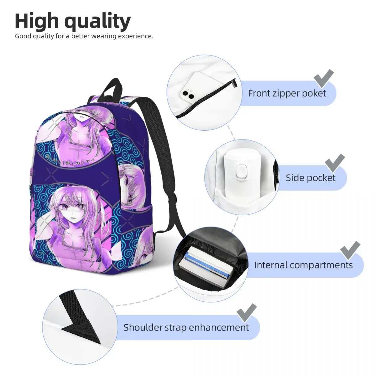 لطيف أنيمي فتاة Ai Hoshino بسيطة وأنيقة على ظهره قماش على ظهره حقائب الإناث #4