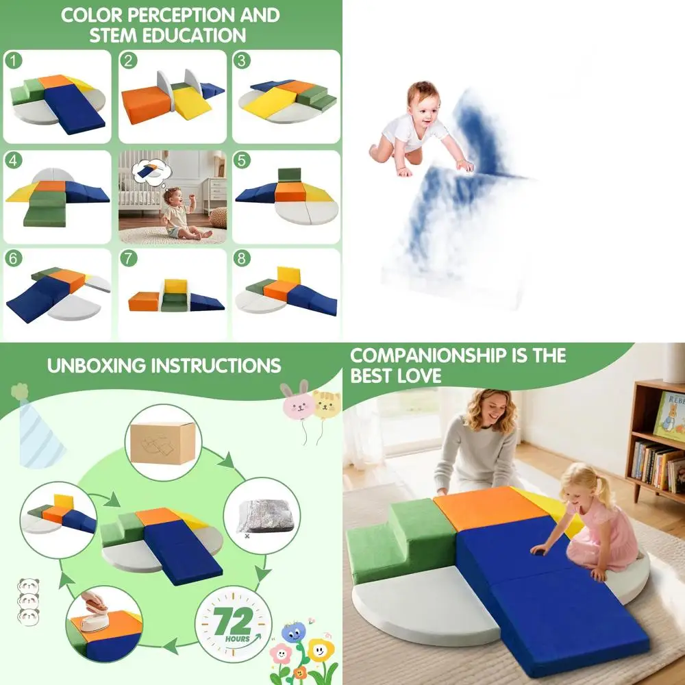6-częściowy zestaw dużych piankowych klocków do wspinaczki dla maluchów, kolorowy zestaw do zabawy w pomieszczeniach rozwijający umiejętności motoryczne i koordynację kolorystyczną, odpowiedni dla dzieci w wieku 1-