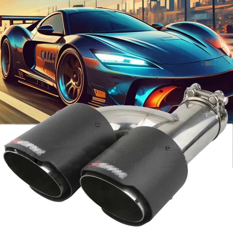 

Car Exhaust Muffler Tips RearTail Pipes universal Black matte Muffler Pipe Stainless Steel Carbon tip car modified with A K logo