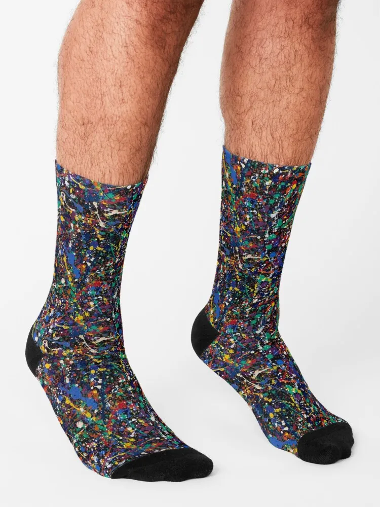 Calcetines con estampado de pintura inspirado en Jackson Pollock para hombre y mujer, lote de Navidad