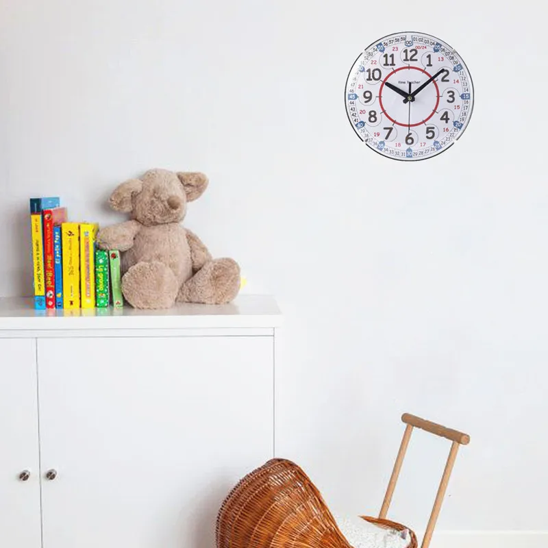 Children's early education, understanding of time wall clocks, creative circular silent clocks, cartoon simple clocks