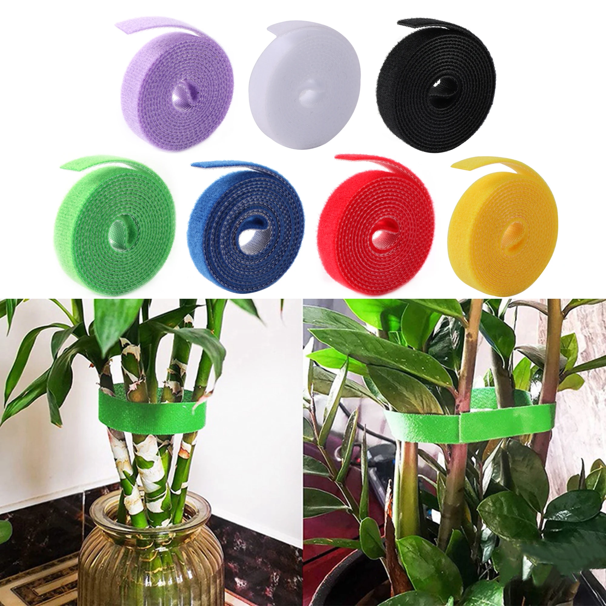 10Pcs 1cm Plant Ties Nylon Plant Bandage Tie Home Garden Plant Shape Tape Hook Loop Bamboo Cane Wrap Support Accessories