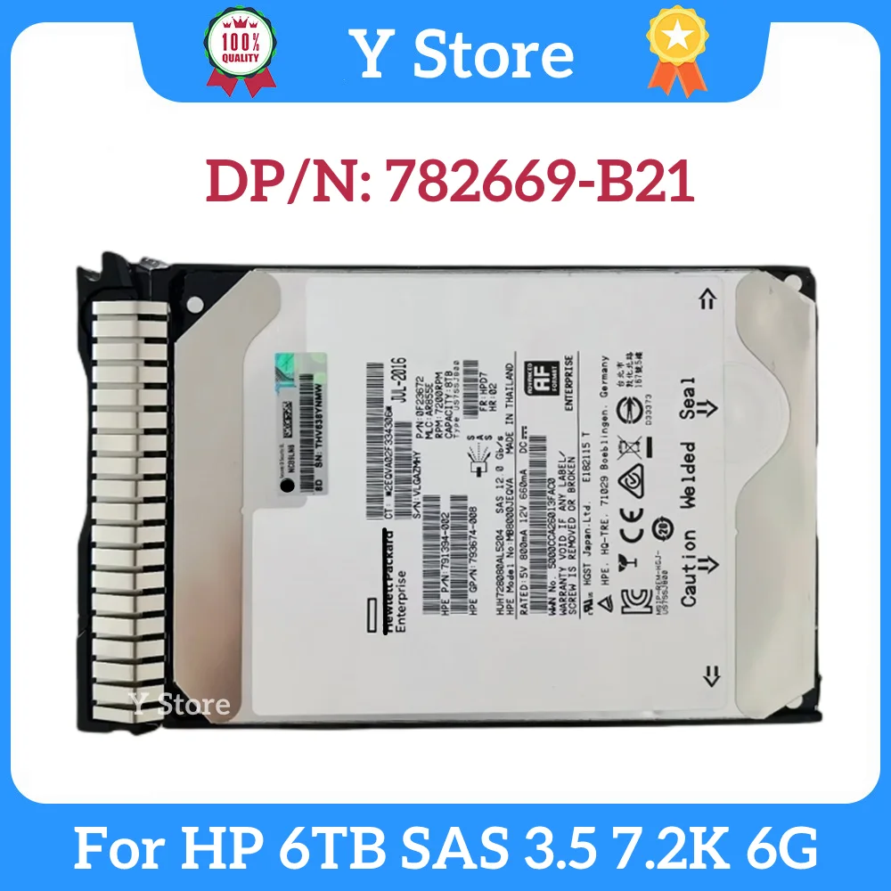 

Y Store For HP 782669-B21 761497-001 6TB SAS 3.5 7.2K 6G Server Hard Disk SSD Fast Ship