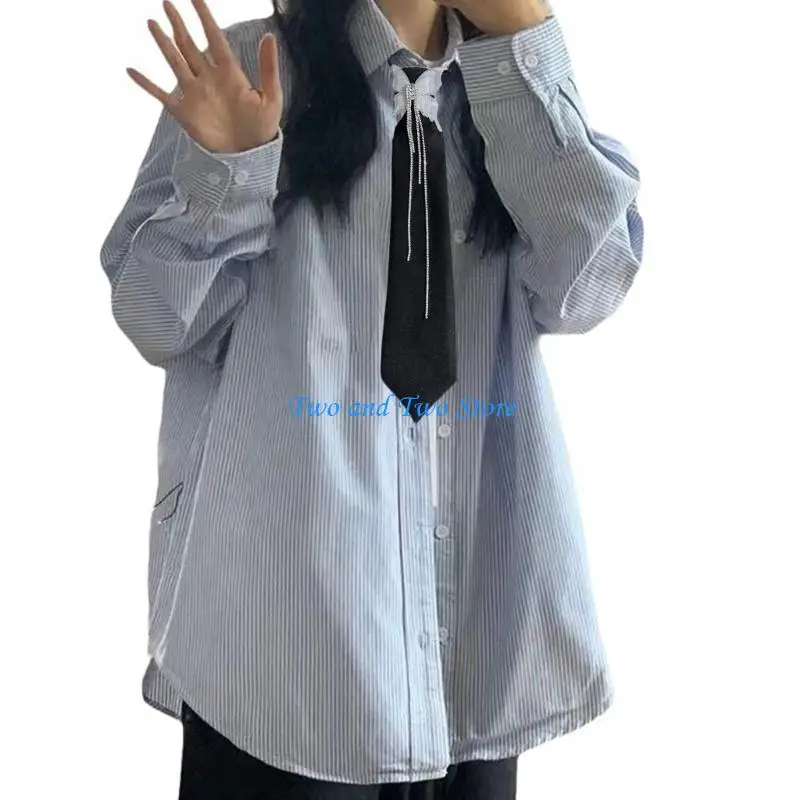 HX6F Butterfly Pre-tied Uniform Black Ties Rhinestones Fringe Girls School Uniforms Accessories Preepy Look School Suit