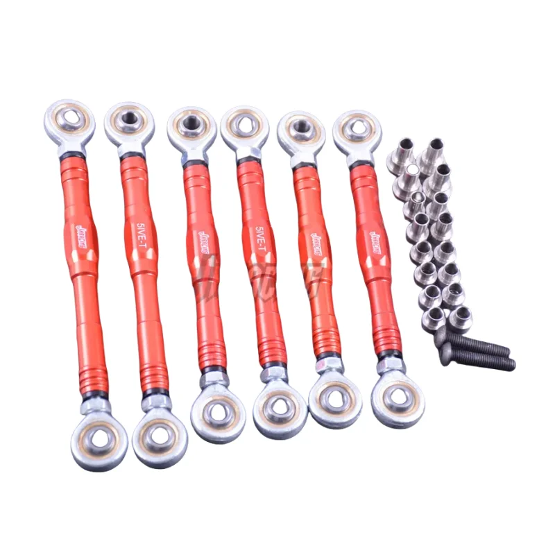 CNC Alloy Zero-Gap Front & Rear Suspension Tie Rod Steering Pull Rod Set for 1/5 Rovan LT KM  LOSI 5IVE-T