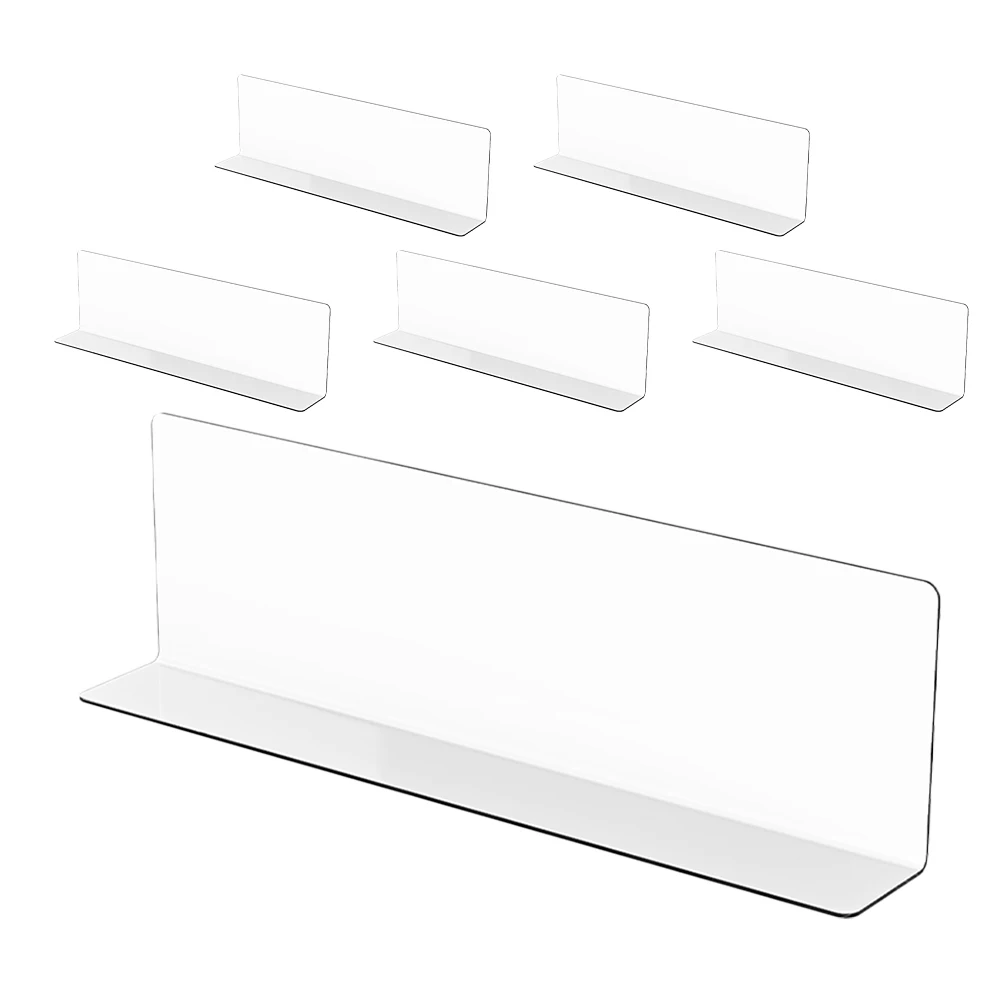 

6pcs Shelf Separators In Closet Shelf Dividers 28cmx6cm Clear Closet Organizer Supermarket Blocker Wardrobe Separators Storage