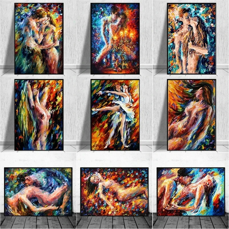 

Passion Sexy Naked Woman and Man Poster Abstract Body Art Graffiti Oil Painting Canvas Print for Bedroom Hotel Wall Decoration