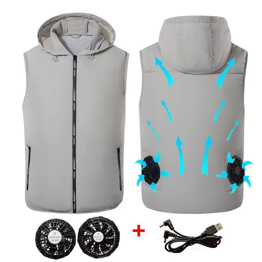 Cooling Vest Ice Fan Vest Heat Resistant Air Conditioner Clothes 3 Gears Breathable Wearable Cooling Fan Vest for Camping Hiking