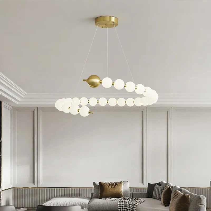 Imagem -04 - Nordic Led Pendant Light Cordas de Ferro Pérola Acrílico Dourado Interior Lâmpadas Decorativas para Sala de Estar Sala de Jantar