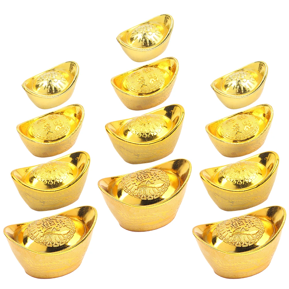 

20 Pcs Gold Ingot Cake Decor Crafts nament New Year Party Room Festive Plump Color Small Size Fits Cakes